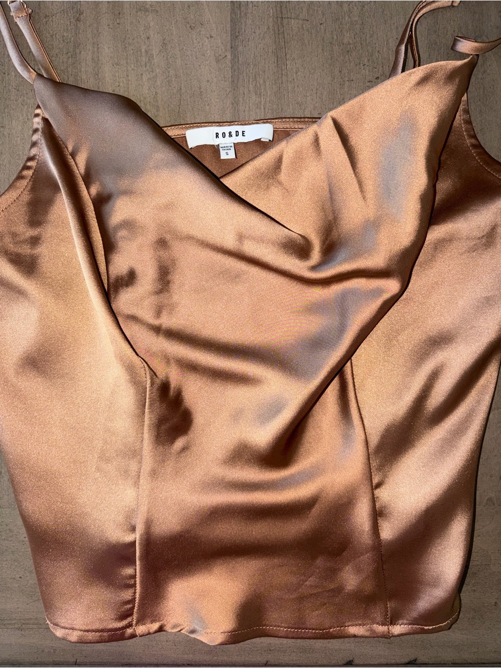 Satin Cowl Neck Slip Dress in Copper